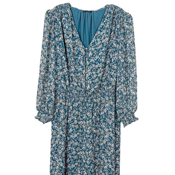 1.State Woodland Floral High Low V-Neck Midi Dress, EUC, Size 1X, MSRP $140 - Picture 3 of 13